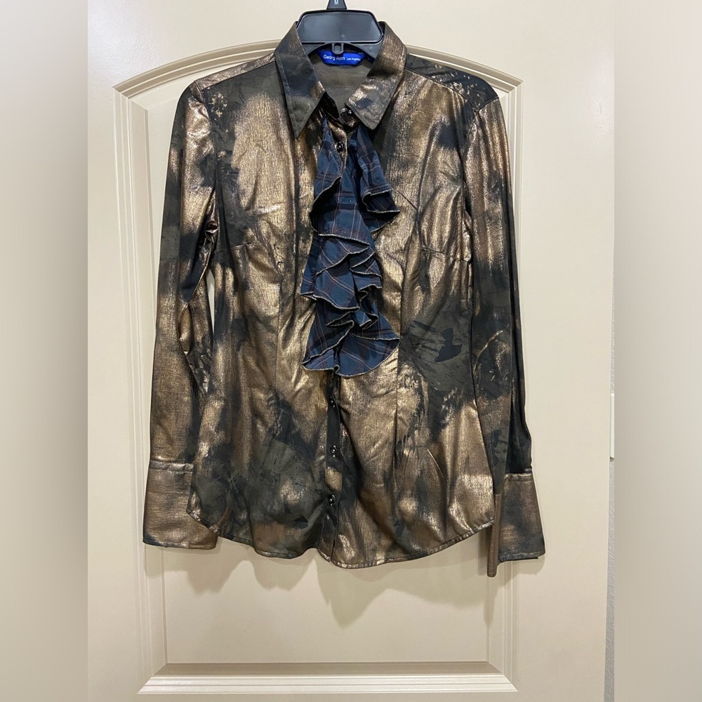 Georg Roth copper and plaid top